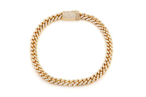 6MM Miami Cuban Diamond Bracelet 14k Solid Gold 4.25ctw